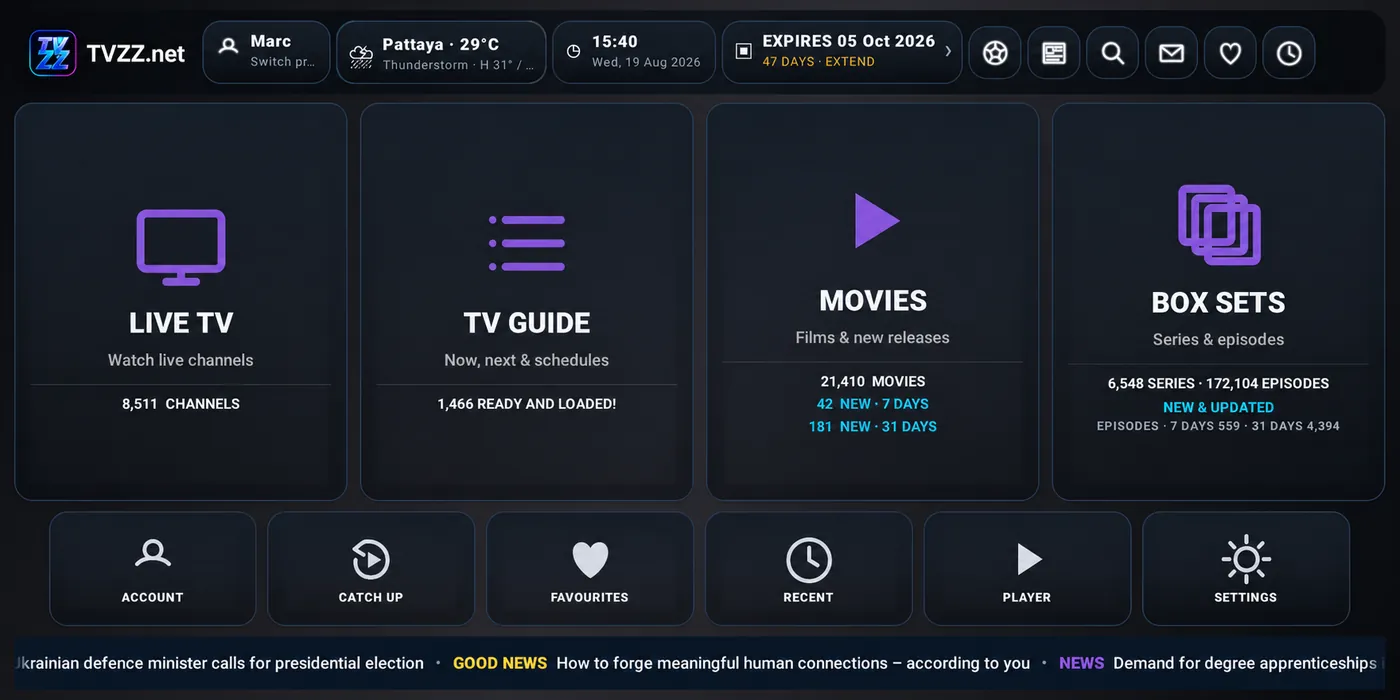 TVZZ.net multi-screen app interface